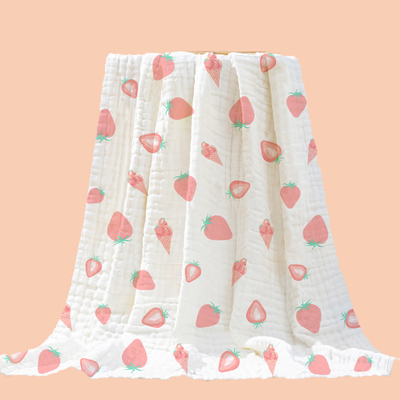 100% Cotton Printing Bayi Membedung Tenun Wanita Rekreasi Kasual 40 S Tiga Lapisan Bayi Penutup Selimut Kain Guze Crepe