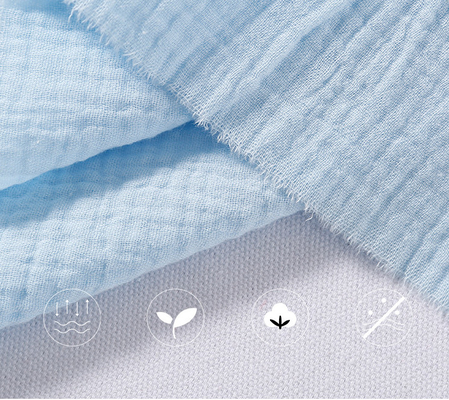 Natural 40S Combed Cotton Crepe Gauze Fabric Dua Lapisan Handuk Dribble