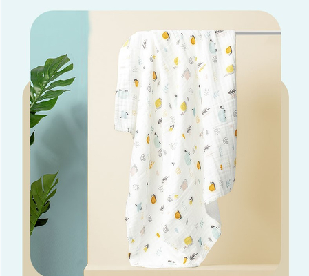 Untwisted Empat Lapisan Dicetak Kain Kasa Selimut Bayi 220GSM Perasaan Lembut