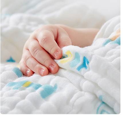 Vivid Pattern Reactive Printed Gauze Fabric 210gsm Termostatik Swaddle Wrap Untuk Bayi Baru Lahir