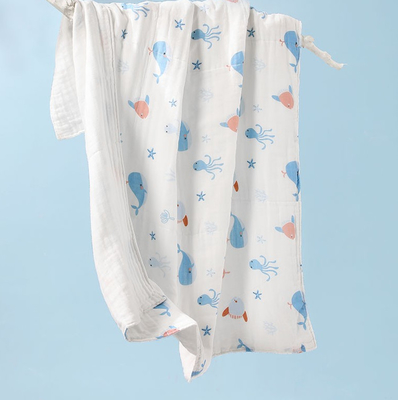 Fluffy Multilayer Untwisted Cotton Printed Gauze Fabric Untuk Pakaian Bayi