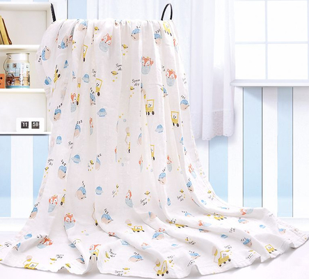 Indah Dinosaur Printing Muslin Kasa Kain 110gsm Penyerapan Air Yang Baik