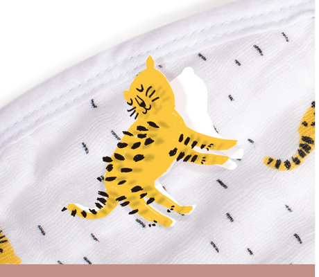 Yellow Tiger Printing Woven Muslin Kasa Kain 105GSM Kain Kasa Tipis