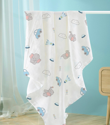 Indah Dinosaur Printing Muslin Kasa Kain 110gsm Penyerapan Air Yang Baik