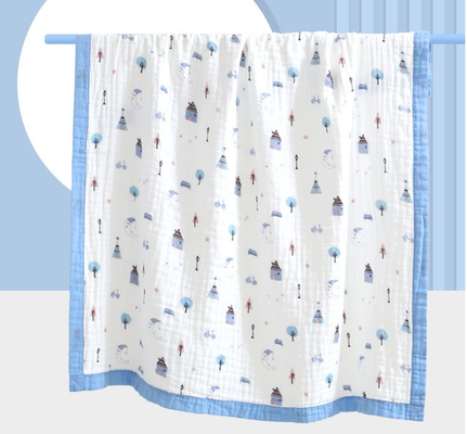 Kain Kasa 4 Lapisan yang Didesain Jelas 210gsm Bahan Bedong Bayi Lembut