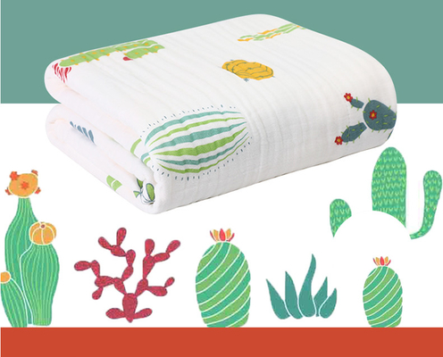 Kain Kasa Bermotif Buah Hijau Dan Kuning 220GSM Selimut Kasa Bayi
