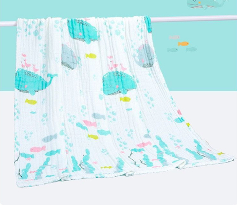 Kain Kasa Bermotif Buah Hijau Dan Kuning 220GSM Selimut Kasa Bayi