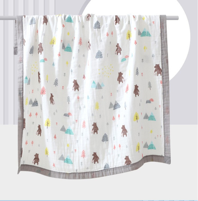 Pola Vivid Combed Cotton 4 Lapisan Kain Kasa Bungkus Penutup Bayi