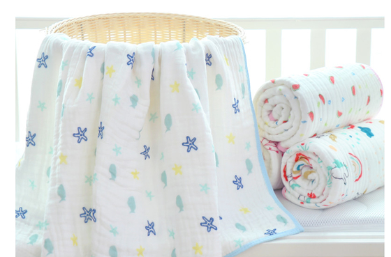 Tahan Luntur Empat Lapisan Floral Cotton Kasa Kain Kasa Handuk Mandi 57 Inch