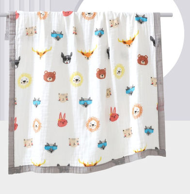 Tahan Luntur Empat Lapisan Floral Cotton Kasa Kain Kasa Handuk Mandi 57 Inch