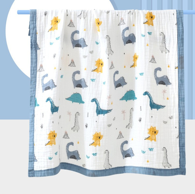 100% Katun 40S 4 Lapisan Kain Kasa Bayi Membedung Selimut Kartun Dicetak