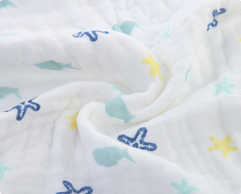 Tahan Luntur Empat Lapisan Floral Cotton Kasa Kain Kasa Handuk Mandi 57 Inch
