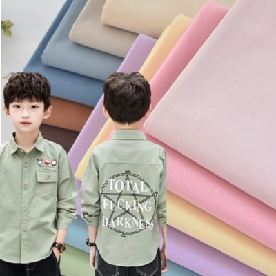 133X100 Katun Seragam Kain 50SX50S Imitasi Tencel 110GSM Tenun Anak Pria Kemeja Pokok Panjang