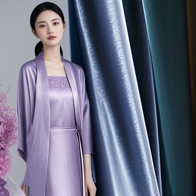 Gaun Satin Musim Panas Gaun Wanita Ringan Menyinari Rok Polyester halus