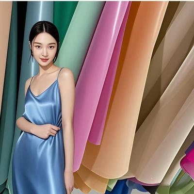 Gaun Satin Musim Panas Gaun Wanita Ringan Menyinari Rok Polyester halus