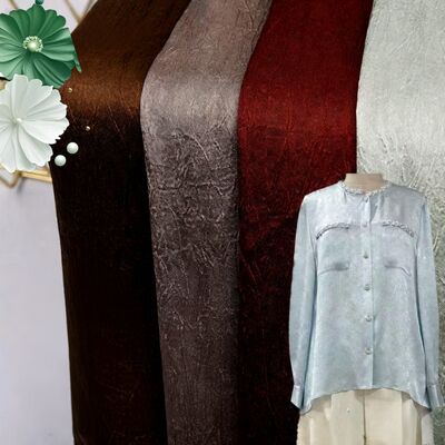 110GSM Satin Crinkle Fabric - Polyester Ringan Seperti Sutra dengan Tekstur Kringle untuk Gaun Elegan