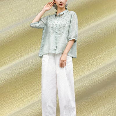 220 GSM Kain Linen Rayon tahan kerutan yang bernapas untuk blus dan kemeja