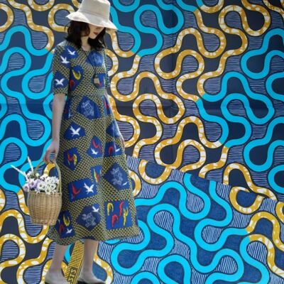 Kain cetak 100% katun Afrika dengan ketahanan keriput tinggi dan warna-warna cerah untuk gaun Ankara dan Kitenge