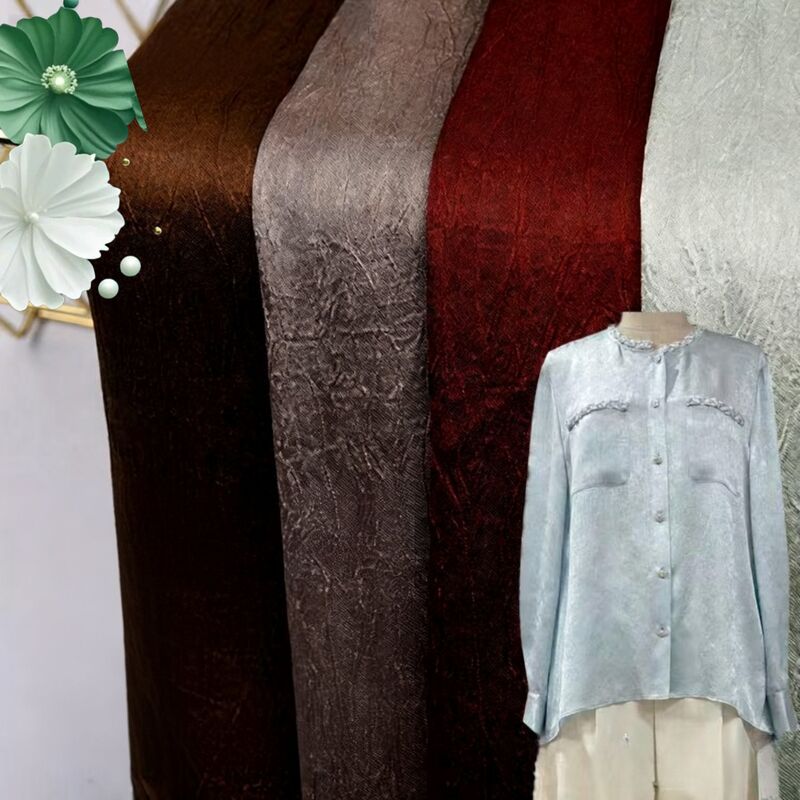 110GSM Satin Crinkle Fabric - Polyester Ringan Seperti Sutra dengan Tekstur Kringle untuk Gaun Elegan