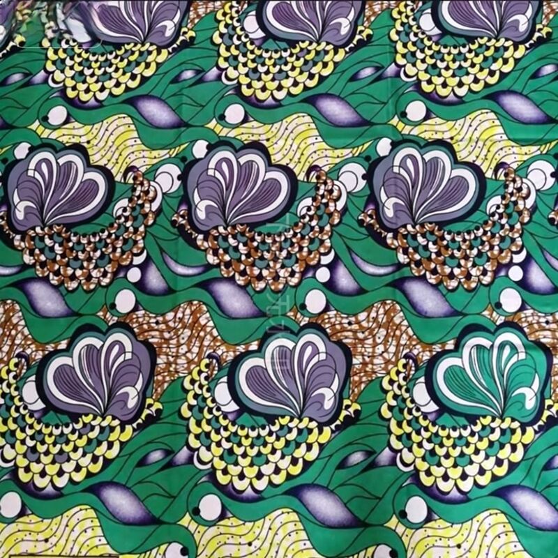 Kain Cetak Lilin Afrika 100% Katun Premium dengan Warna Cerah dan Lebar 115cm