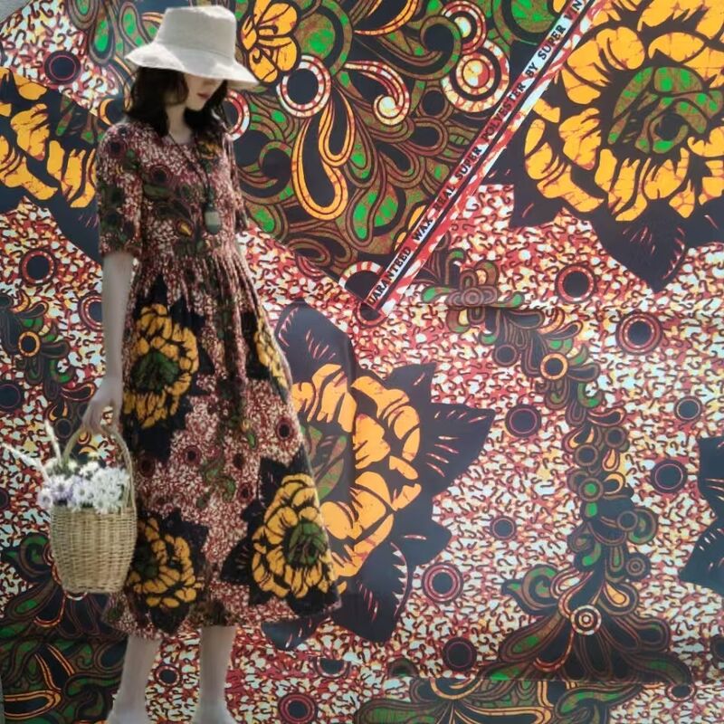 Kain Lilin Afrika 100% Katun dengan Warna Cerah dan Ketahanan Kusut Tinggi untuk Gaya Ankara dan Kitenge