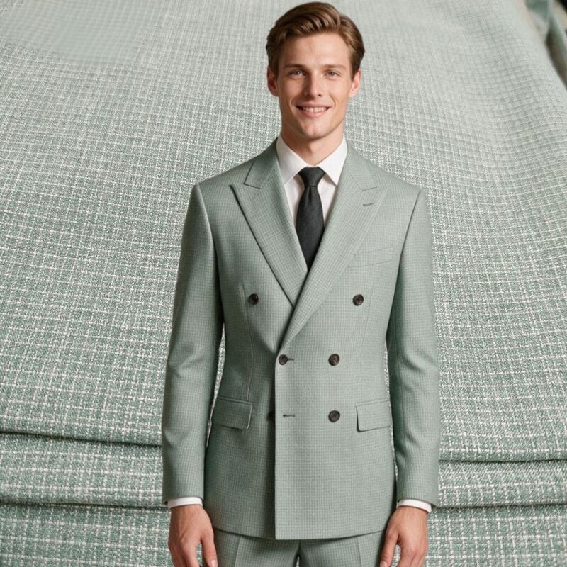 240gsm TR Suiting Fabric dengan pola cek halus - 85% Polyester 11% Rayon 4% Spandex Uniform Fabric